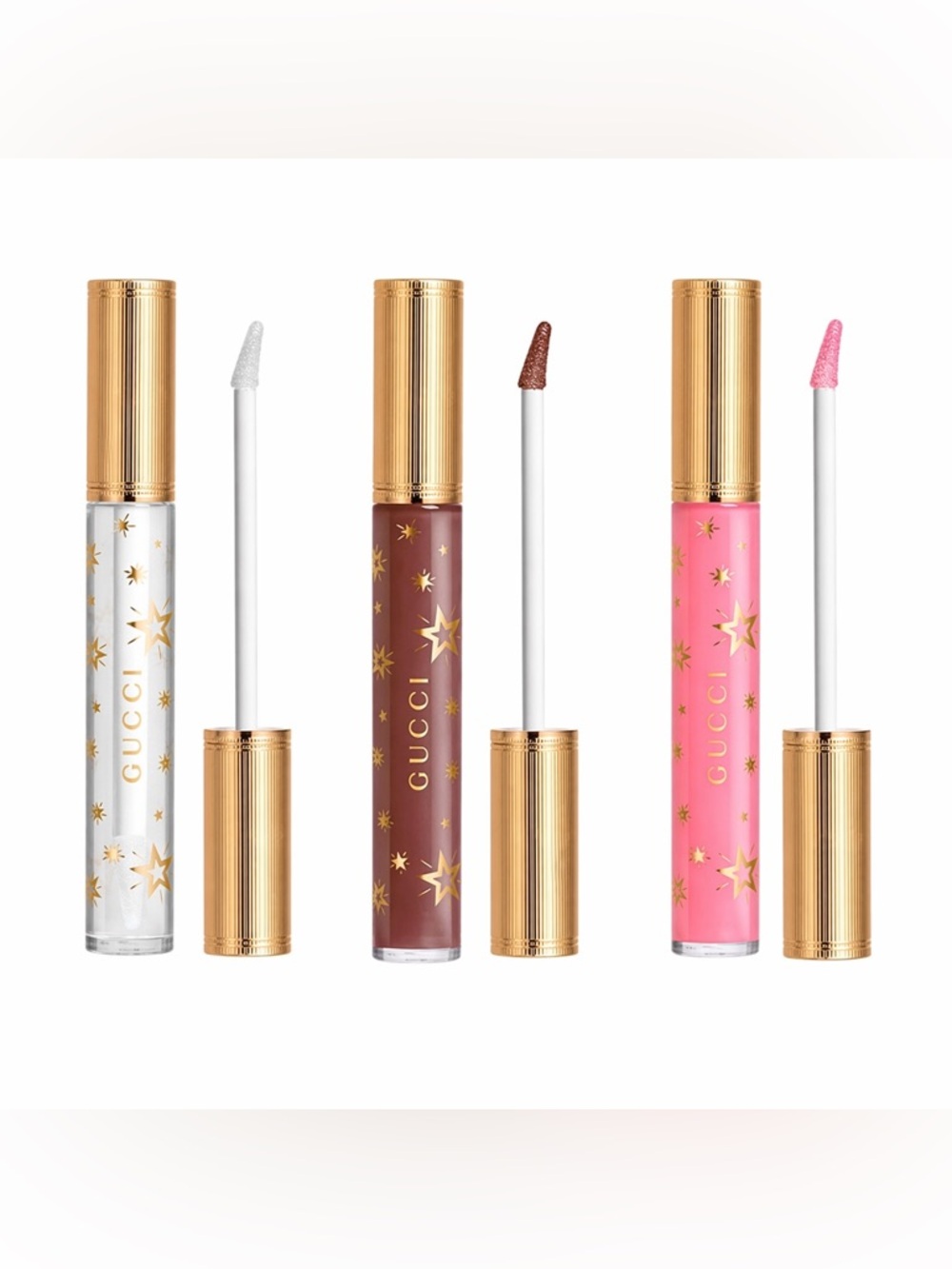 Gucci Hydrating Plumping Lip Gloss - Clear • Bertha Pink • Suzanne Brown